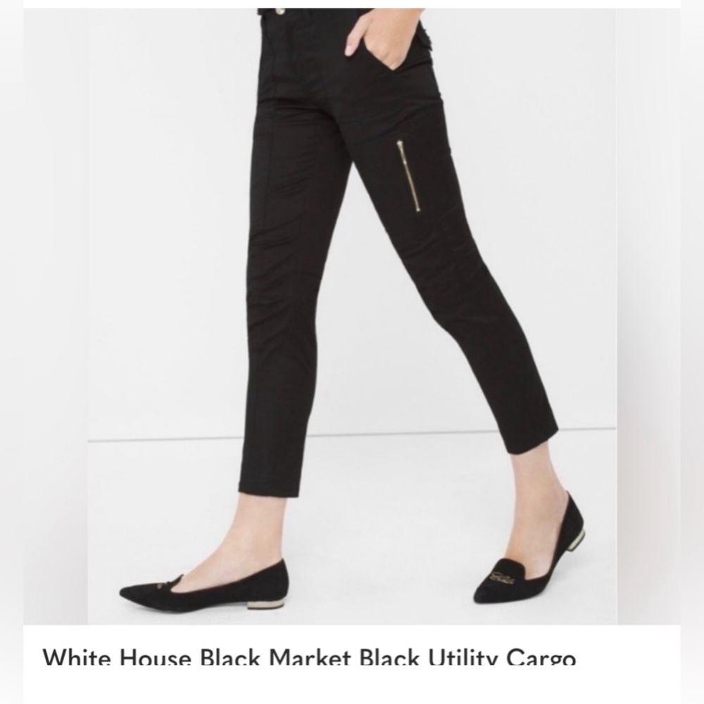 White House Black Market Cargo Moto Pants Size 8 Black